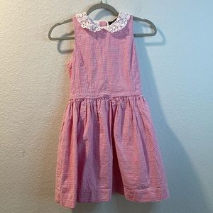 Girls Ralph Lauren pink/white striped seersucker 100% cotton lining size 14